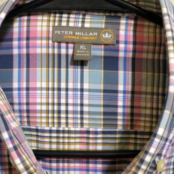 Peter Millar Shirt Mens XL Summer Comfort Long Sleeve Button Blue Pink Striped - Picture 3 of 6